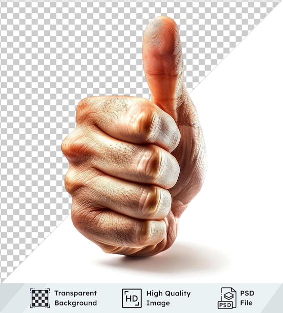 PSD psd with transparent thumb up on transparent background no image to provide a caption for