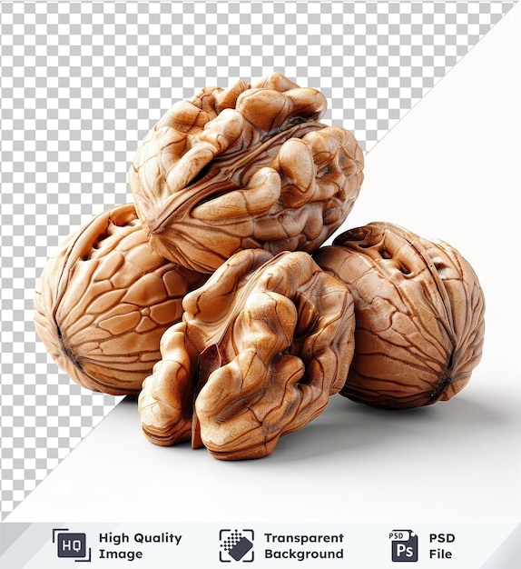 psd with transparent walnuts isolated on a transparent background