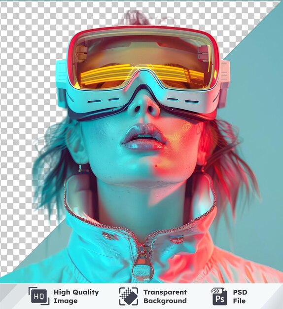 psd with transparent woman with vr glasses isolated isolated background