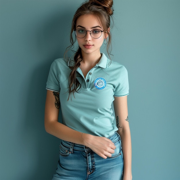 PSD psd woman polo shirt mockup