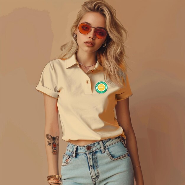 PSD psd woman polo shirt mockup