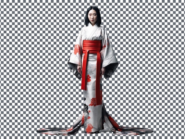 PSD psd woman in red and black kimono isolated on transparent background