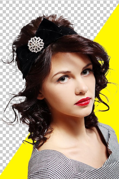 Psd woman wearing a black headband with a flower on it With Transparent Background