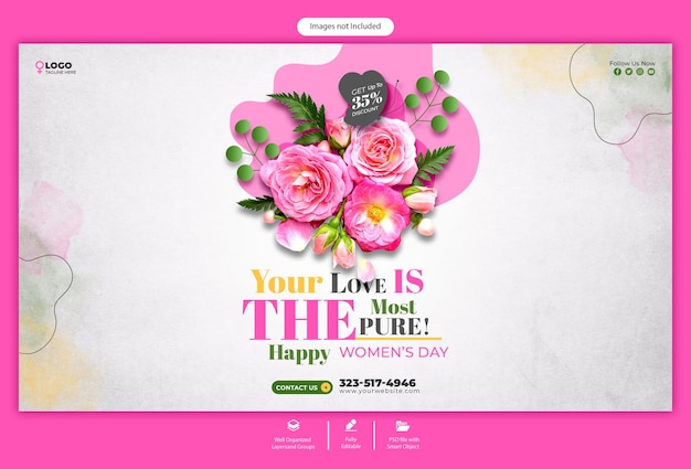 PSD womens day and super sale web banner template