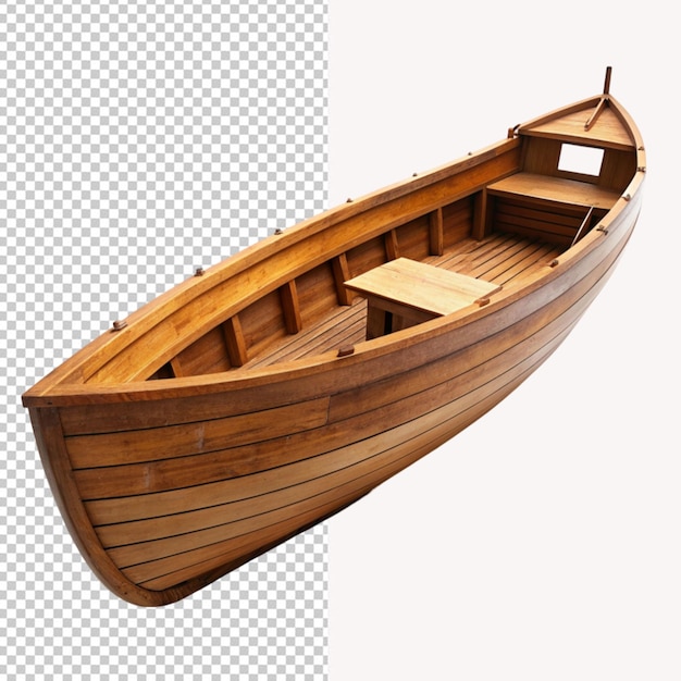 PSD of a wooden boat on transparent background