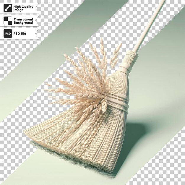 PSD psd wooden broom and dustpan on transparent background