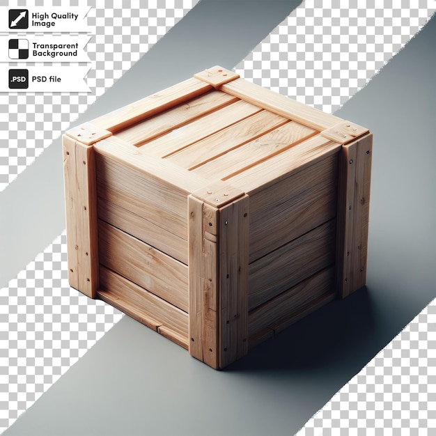 PSD wooden shipping box on transparent background