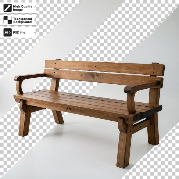 PSD wooden table and chair on transparent background with editable mask layer