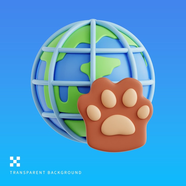 PSD World Animal Day 3D illustration