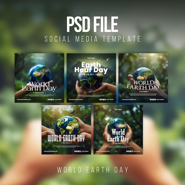 PSD psd world earth day poster social media template