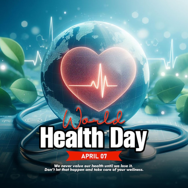 PSD world health day instagram post or social media banner template with doctor stethoscope