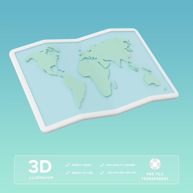 PSD psd world map 3d illustration