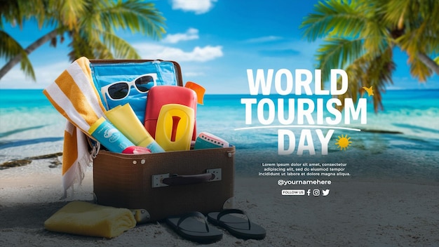 PSD world tourism day social media post and poster design template