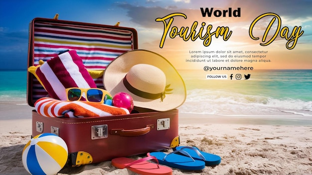 PSD world tourism day social media post and poster design template