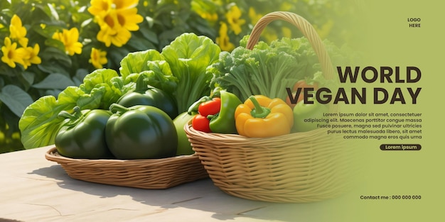 PSD world vegan day Landing page template