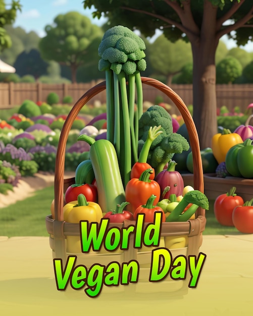 PSD world vegan day poster template