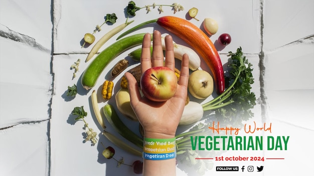 PSD psd world vegetarian day banner and social media post template