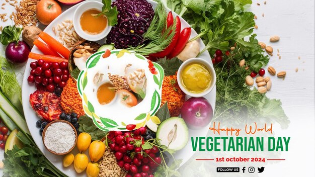 PSD psd world vegetarian day banner and social media post template