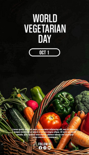 PSD psd world vegetarian day october 1 social media poster design template