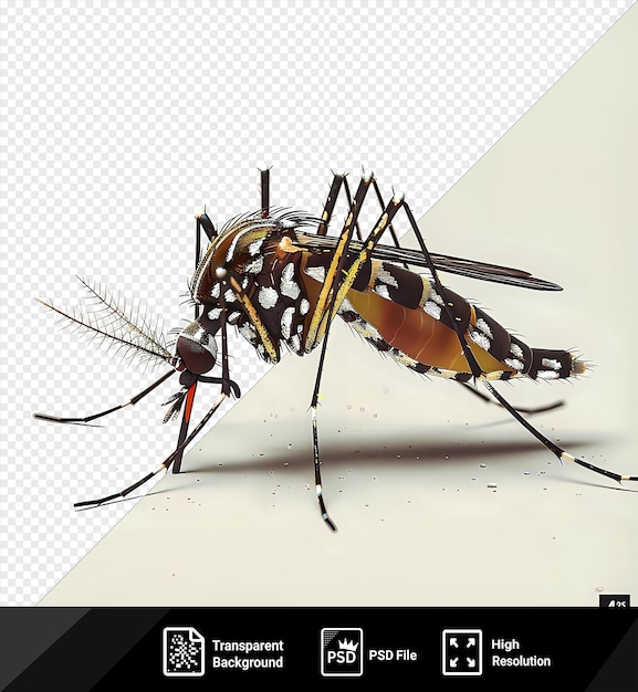 psd yellow fever mosquito on a isolated background