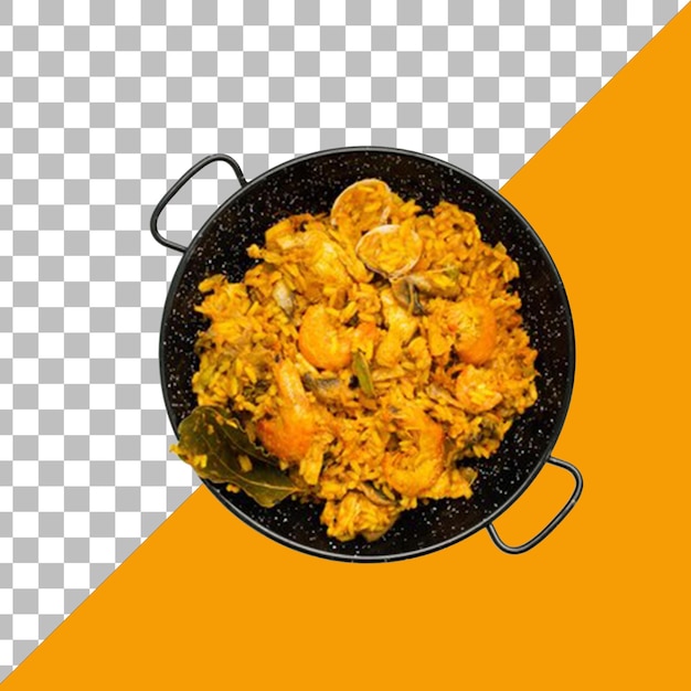 PSD psd yellow rice with chicken and vegetables isolated on transparent background