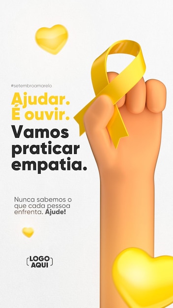 PSD yellow september campaign social media story template design in portuguese