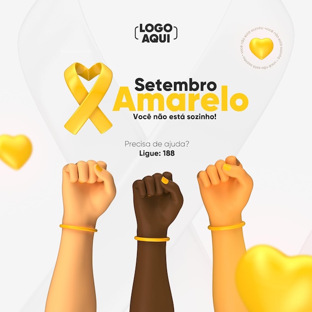 PSD yellow september campaign social media template design in portuguese