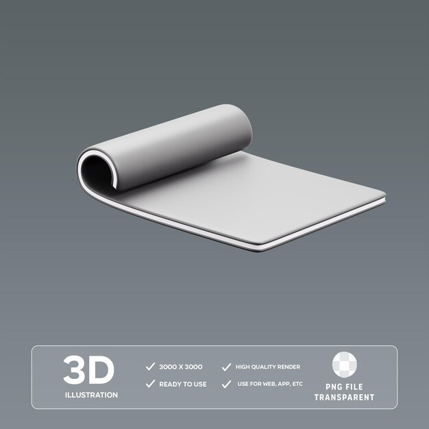 PSD psd yoga mat 3d illustration