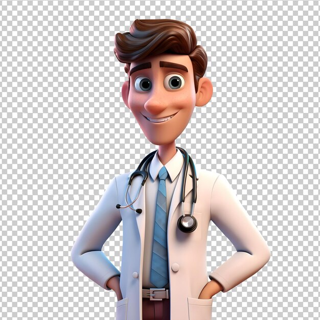 PSD psd young 3d doctor character isolated on transparent background