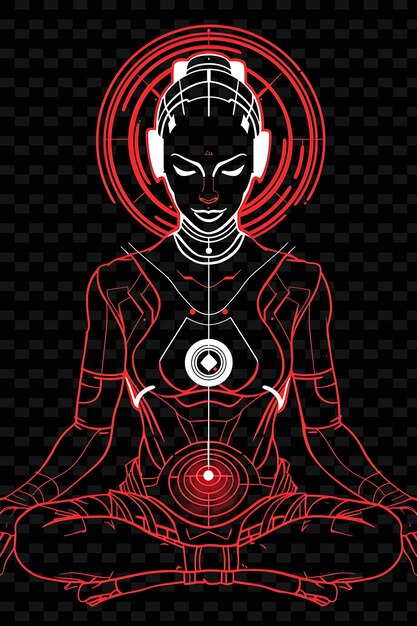 Psi Operative With a Psychic Amplifier in a Meditative Pose Flat Illustration Character Portraits