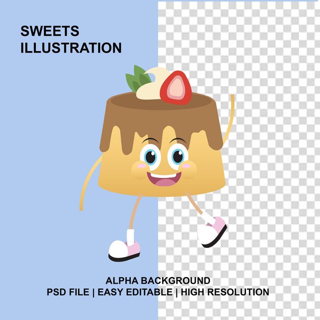 PSD pudding character illustration