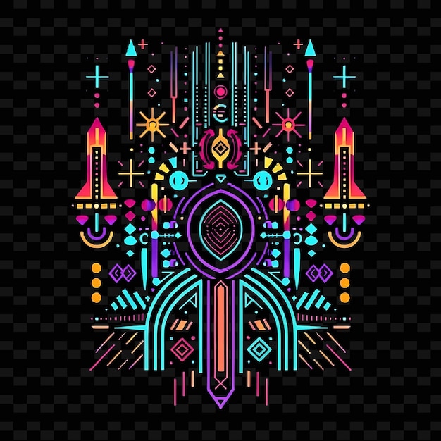 Pulsating Neon Beats of a Rave Party With Neon Vibrant Multi PNG Creative Neon Line Art Designs