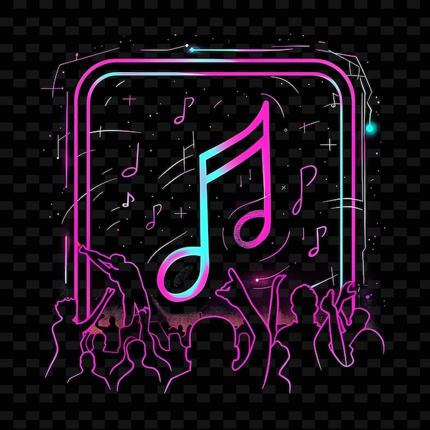 Pulsating Neon Rally Concert With Musicians and Supporters L Neon Line Art Landscape Background