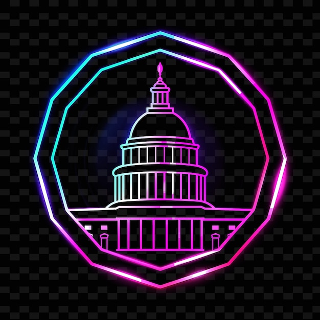 Pulsating Neon Veto With a President and Signs Landscape Ins Neon Line Art Landscape Background