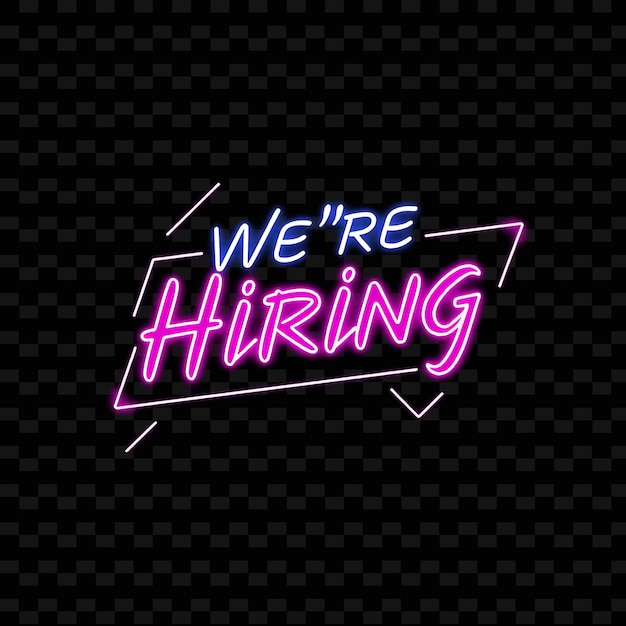 Pulsing Neon Were Hiring Text Glows With Neon Vibrant Fuchsia and Hot Pink Neon Outline Geometr