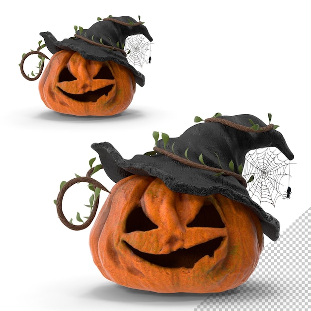 Pumpkin for Halloween with a Witches Hat PNG