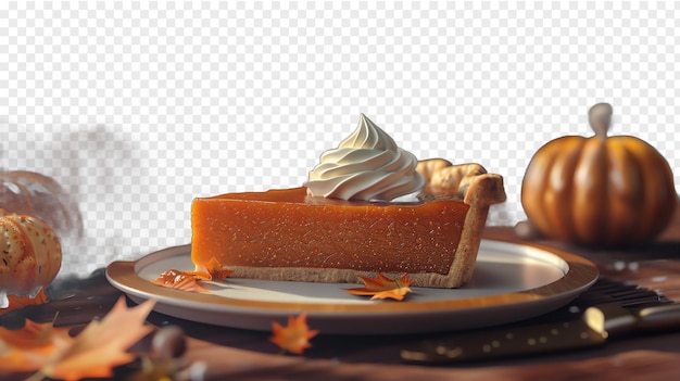 Pumpkin pie food realisticisolated on a transparent background