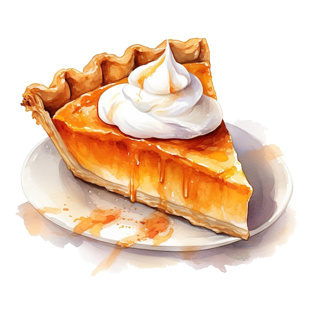 Pumpkin Pie Foods Illustration Watercolor Style AI Generated