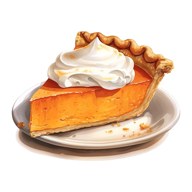 Pumpkin Pie Foods Illustration Watercolor Style AI Generated