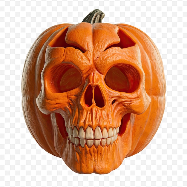 a pumpkin with a skull on it and a skull on it