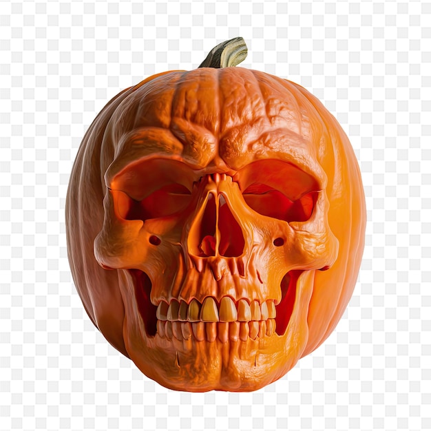 PSD a pumpkin with a skull on it and a skull on a white background