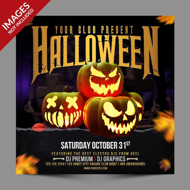 Pumpkins Halloween Night Party Promotion for Social Media Post Premium Template