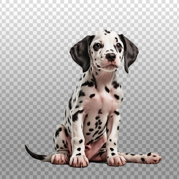 PSD a puppy with a red collar sits on a transparent background