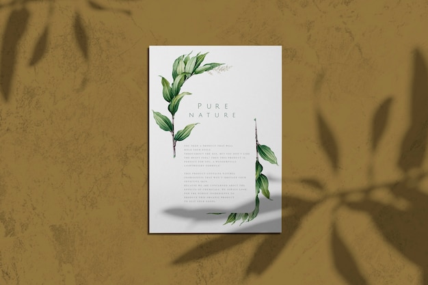 Pure nature with leaves poster mockup