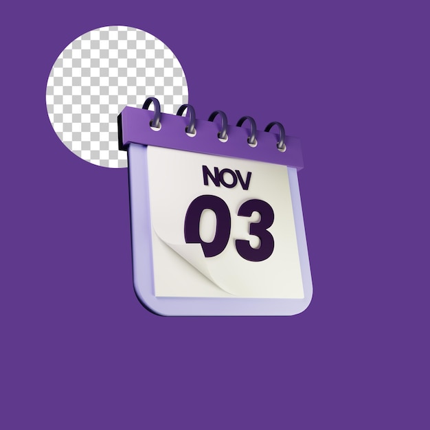 Purple 03 calendar 3d render isolated premium PSD