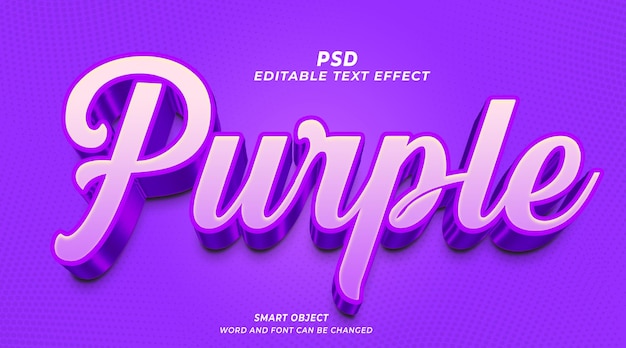 Purple 3d editable text effect photoshop template with background