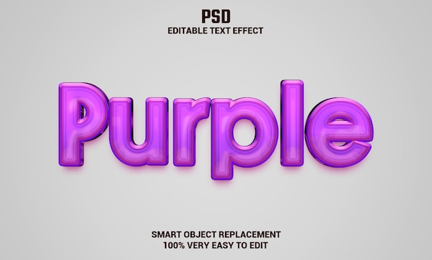 Purple 3d editable text effect with background Premium Psd