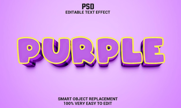 Purple 3d editable text effect with background Premium Psd