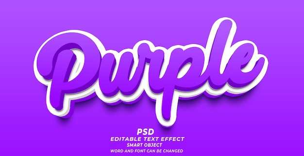 Purple 3d editable text PSD photoshop template