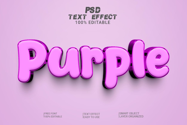 Purple 3d PSD text effect style